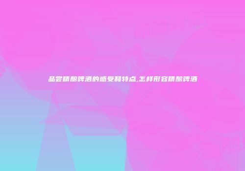 品尝精酿啤酒的感受和特点,怎样形容精酿啤酒