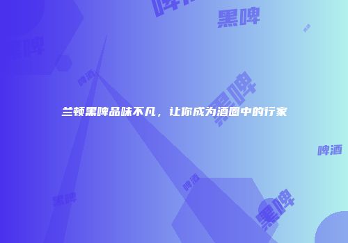 兰顿黑啤品味不凡，让你成为酒圈中的行家