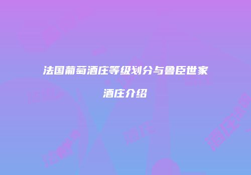法国葡萄酒庄等级划分与鲁臣世家酒庄介绍