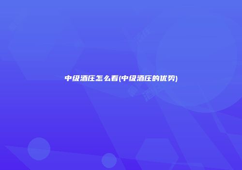 中级酒庄怎么看(中级酒庄的优势)
