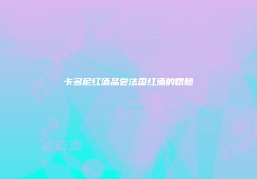 卡多尼红酒品尝法国红酒的精髓