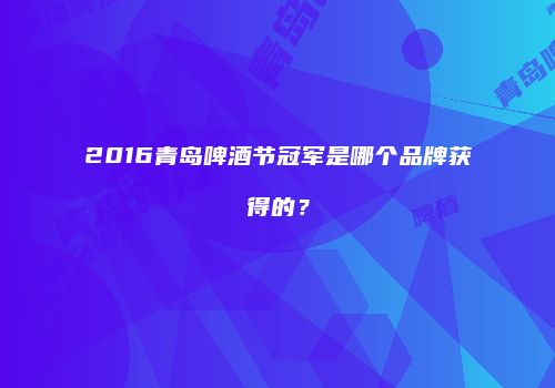2016青岛啤酒节冠军是哪个品牌获得的？