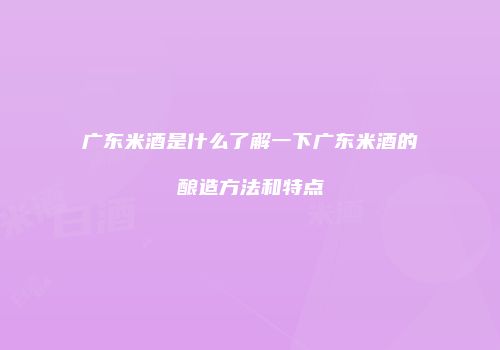 广东米酒是什么了解一下广东米酒的酿造方法和特点