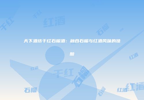天下酒坊干红石榴酒：融合石榴与红酒风味的佳酿