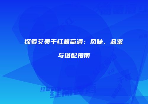 探索艾美干红葡萄酒：风味、品鉴与搭配指南