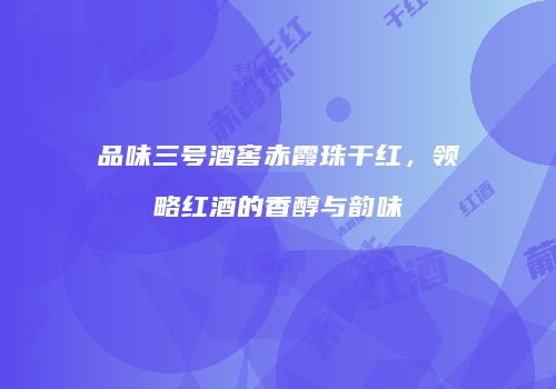 品味三号酒窖赤霞珠干红，领略红酒的香醇与韵味