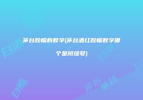 茅台胶帽的数字(茅台酒红胶帽数字哪个是班组号)