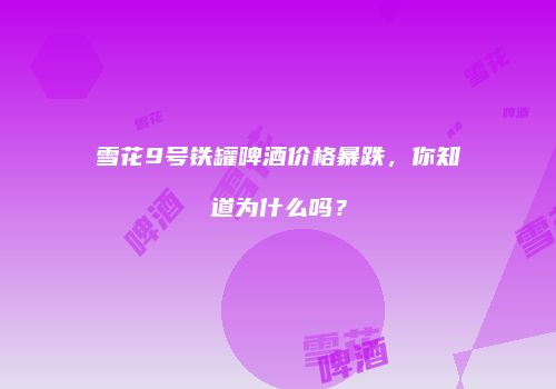 雪花9号铁罐啤酒价格暴跌，你知道为什么吗？