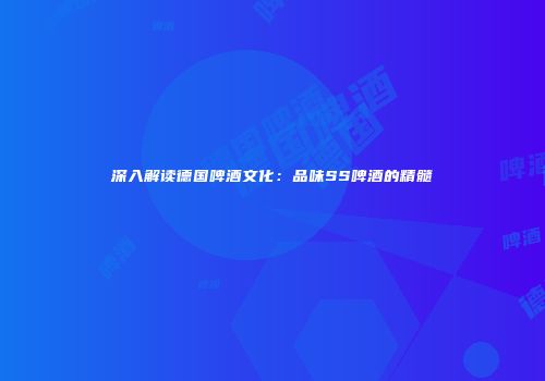 深入解读德国啤酒文化：品味SS啤酒的精髓