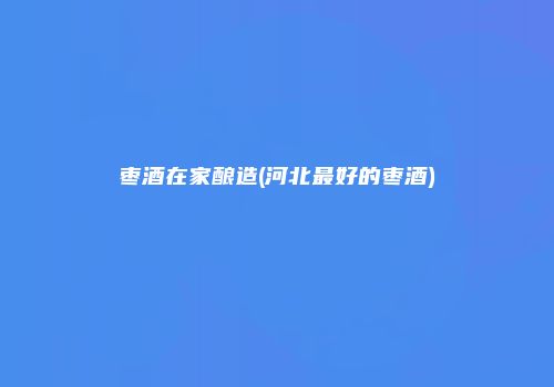 枣酒在家酿造(河北最好的枣酒)
