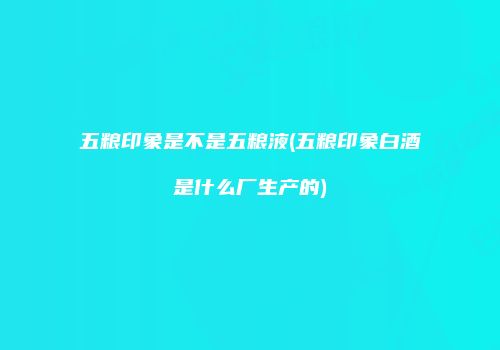 五粮印象是不是五粮液(五粮印象白酒是什么厂生产的)
