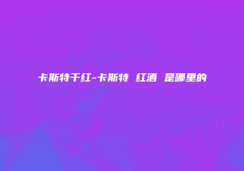 卡斯特干红-卡斯特 红酒 是哪里的