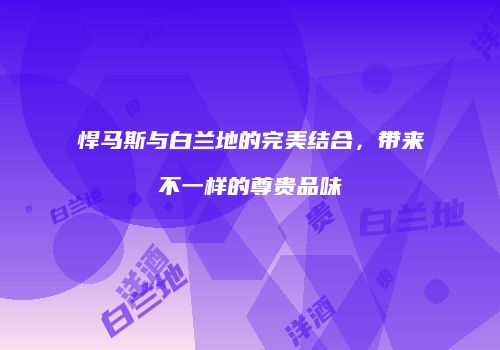 悍马斯与白兰地的完美结合，带来不一样的尊贵品味