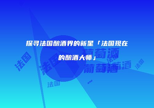 探寻法国酿酒界的新星「法国现在的酿酒大师」