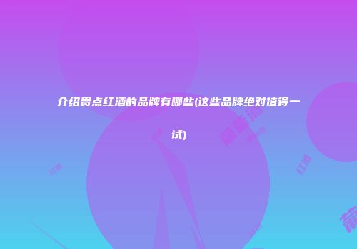 介绍贵点红酒的品牌有哪些(这些品牌绝对值得一试)