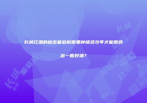 长城红酒的秘密葡萄树需要种植多少年才能酿造出一瓶好酒？