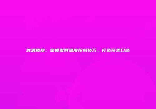 啤酒精酿：掌握发酵温度控制技巧，打造完美口感