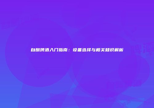 自酿啤酒入门指南：设备选择与相关知识解析
