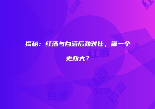 揭秘：红酒与白酒后劲对比，哪一个更劲大？