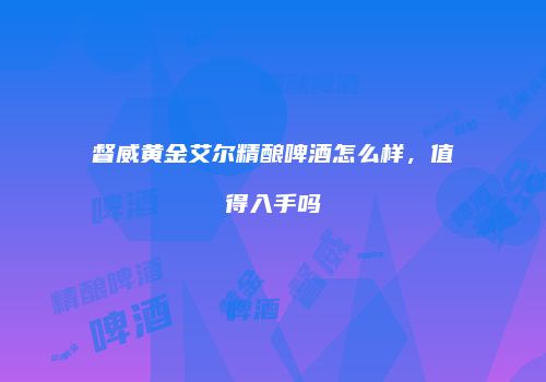 督威黄金艾尔精酿啤酒怎么样，值得入手吗