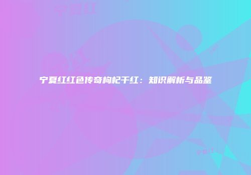 宁夏红红色传奇枸杞干红：知识解析与品鉴