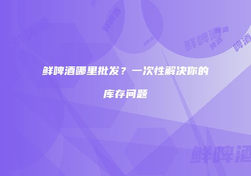 鲜啤酒哪里批发？一次性解决你的库存问题