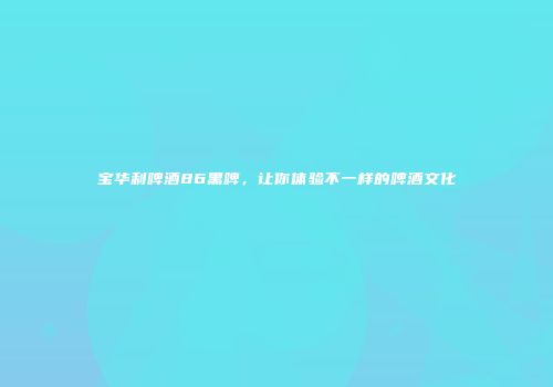 宝华利啤酒86黑啤，让你体验不一样的啤酒文化