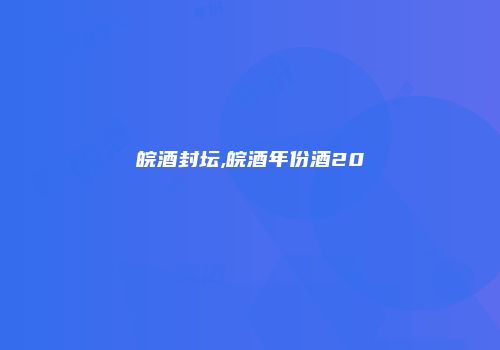 皖酒封坛,皖酒年份酒20