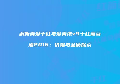 解析美爱干红与爱美浓v9干红葡萄酒2016：价格与品质探索