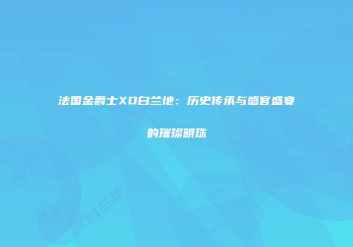 法国金爵士XO白兰地：历史传承与感官盛宴的璀璨明珠