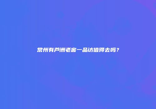 常州有芦洲老窖一品访值得去吗？
