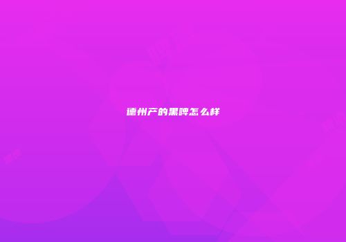 德州产的黑啤怎么样