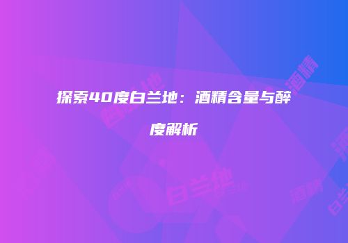 探索40度白兰地：酒精含量与醉度解析