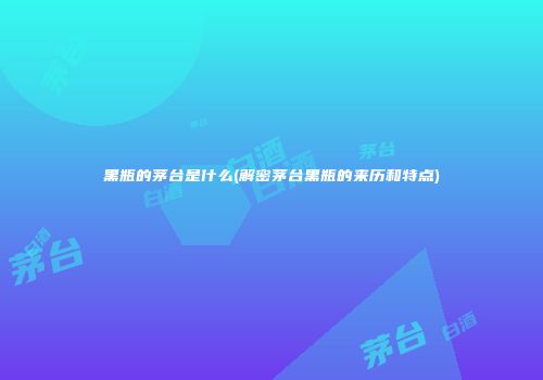 黑瓶的茅台是什么(解密茅台黑瓶的来历和特点)