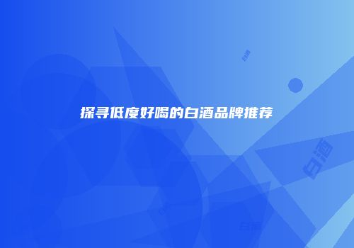 探寻低度好喝的白酒品牌推荐
