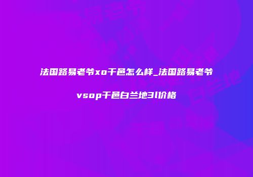 法国路易老爷xo干邑怎么样_法国路易老爷vsop干邑白兰地3l价格