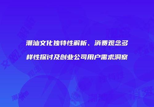 潮汕文化独特性解析、消费观念多样性探讨及创业公司用户需求洞察