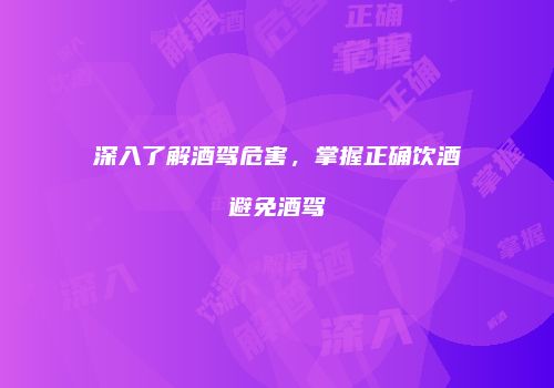 深入了解酒驾危害，掌握正确饮酒避免酒驾