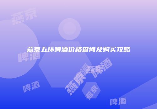 燕京五环啤酒价格查询及购买攻略