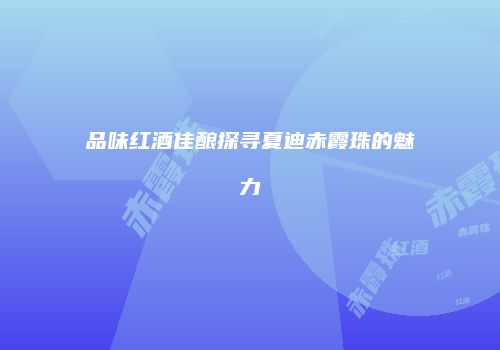品味红酒佳酿探寻夏迪赤霞珠的魅力