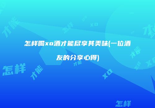 怎样喝xo酒才能尽享其美味(一位酒友的分享心得)