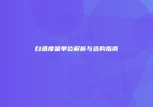 白酒度量单位解析与选购指南