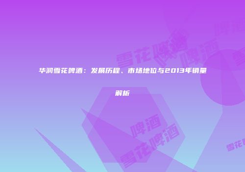 华润雪花啤酒：发展历程、市场地位与2013年销量解析