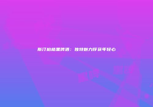 斯汀柏格黑啤酒：独特魅力俘获年轻心
