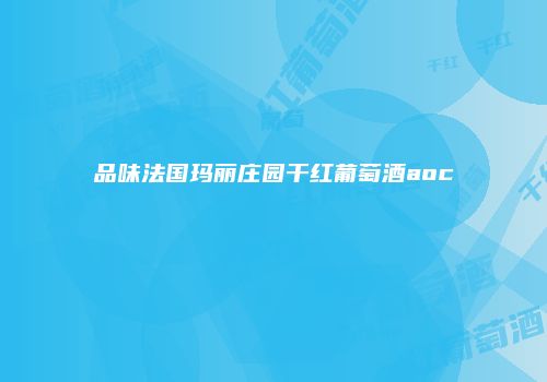 品味法国玛丽庄园干红葡萄酒aoc