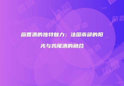 茴香酒的独特魅力：法国南部的阳光与鸡尾酒的融合