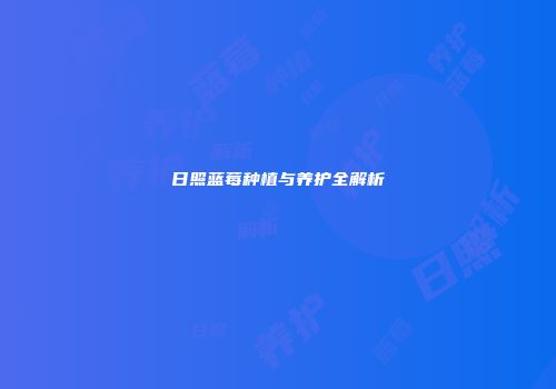 日照蓝莓种植与养护全解析