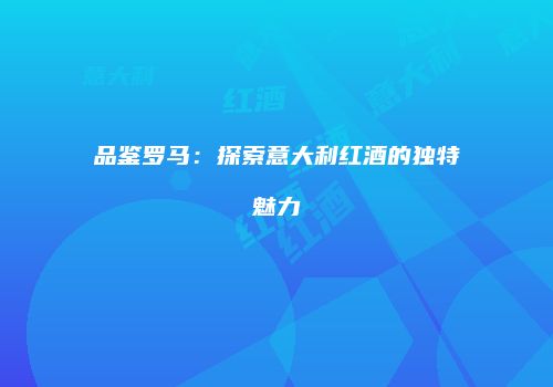 品鉴罗马：探索意大利红酒的独特魅力