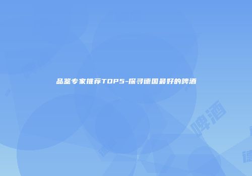 品鉴专家推荐TOP5-探寻德国最好的啤酒