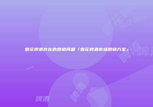 雪花啤酒存在的营销问题「雪花啤酒市场营销方案」